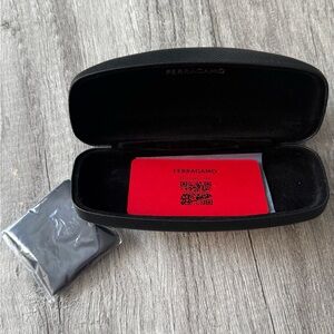 Salvatore Ferragamo Black Sunglasses Case with Red Card